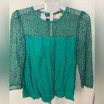Moulinette Soeurs Anthropologie ‎ Green Lace Cloaked Blouse size 12 Photo 1