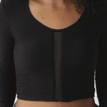 Klassy Network Mesh Strip Long Sleeve Crop Top Photo 2