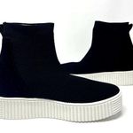 NWB Steven New York Carana Wedge Sneakers 5 Black Knit High Top Pull On Platform Photo 0