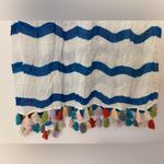 Renee’s NYC Accessories Y2K Viscose Blue and White Striped Scarf with Tassels Photo 2