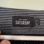 Kate Spade  Saturday Shirt Black Gray Striped Asymmetrical Neck size XS‎ Photo 3