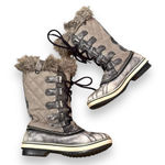Sorel Tofino Tall Gray Waterproof Lace Up Distressed Faux Fur Snow Boots Sz 7.5 Photo 0