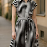 ZARA NWT STRIPED LINEN/COTTON BLEND MIDI SHIRTDRESS Bloggers Fave Photo 0