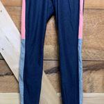 New Balance Women’s Leggings Small Coral & Grey Colorblock With Navy Blue NB dry Photo 2