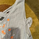 Free People Vintage Light Grey Tunic Floral Embroidery Tank Top Side Cutout XS Photo 2