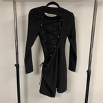 ZARA Black Corset Asymmetrical Tie in Back Lined Stretchy Dress Size M Photo 3