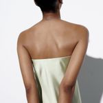 ZARA midi dress satin sleeveless tube olive green wedding party summer Photo 9