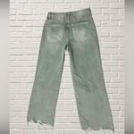 Vervet Sage Green Distressed Wide Straight Leg Jeans Size 26 High Rise Raw Hem Photo 1