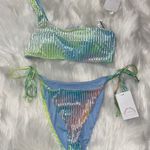 Dippin Daisy’s Swimwear Green & Blue Tie Dye Bikini Set Photo 0