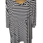 Woman Within Asymmetrical Tunic Top Mixed Stripe Stretch Black White 1X 22/24 Photo 0