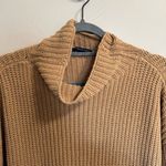 American Eagle Cable Knit Ribbed Tan Camel Caramel Brown Cowl Neck Sweater Tunic Photo 2