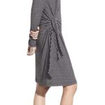 Vince  Striped Side Tie T-Shirt Long Sleeve Midi Dress Black & Cream Size SMALL Photo 1