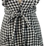 Lost + Wander  Small Day Trip Dress Gingham Plunging V-Neck Ruffled Pockets Lined Photo 2