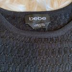 Bebe  Black Cut Out Shoulder Long Sleeve Sweater with Silver Metallic Yarn Size M Photo 3