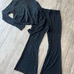 Black Ribbed Knit Women's Pants & Jumpsuit Set Size undefined Photo 8