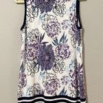 Chico's White Blue & Purple Floral Print Sleeveless Top Womens M Sweater Knit Photo 5