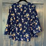 Xhilaration Navy Floral Bell Sleeve Open Front Cardigan Summer Kimono A6 Photo 4