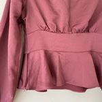 EXPRESS NWOT  Satin Button Front V-Neck Peplum Blouse Mauve Photo 8