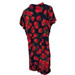 All that jazz Vintage  Black Red Rose Print Short Sleeve Midi Dress Size SM Photo 5