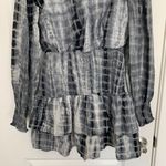 English Factory Women’s XS  Navy Blue White Tie Dye Smocked Ruffle Preppy Dress Photo 2
