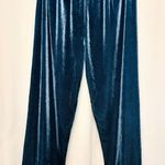 Turquoise Teal Blue Velour Velvet Straight Leg Lace Trim Elastic Pajama Pants Size 2X Photo 5