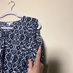 Charming Charlie Navy Blue Patterned Open Shoulder Romper Photo 6