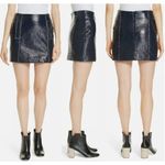 Ba&sh Crinkle Patent Faux Leather Mini Pencil Skirt Dark Navy Blue Size 1 /Small Photo 1