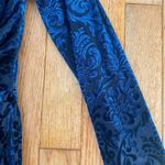 David's Bridal blue floral paisley velvet king sleeve formal dress Photo 8