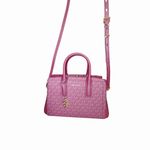 Michael Kors Laila Satchel Bag Small Mulberry MK Logo Print Adjustable Strap Photo 5