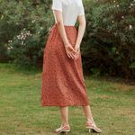 SheIn Orange and White Floral Tie Asymmetrical Hem Skirt Photo 1