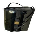 Vintage Black Patent Vinyl Grosgrain Bow Box Purse Photo 9