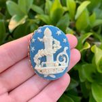 Vintage Blue & Gold Candle Cameo Brooch/Pin Photo 3