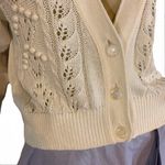 EL JEUNE VINTAGE JAPANESE CREAMY WHITE POMPOM ACCENT V NECK CARDIGAN SWEATER (L) Size L Photo 7