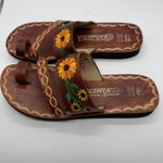 Vicenta's Artisan Boutique‎ Shoes Womens Size 9 Floral Embroidered Sandals Brown Photo 3