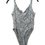 Vintage Mesh Floral Lace Sheer Lingerie Bodysuit 80s Sexy Coquette Size Small Blue Photo 8