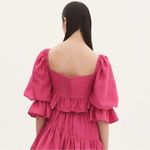 Alemais Blaire Ruffle Blouson Crop Top in Fuchsia size US 4 Photo 2