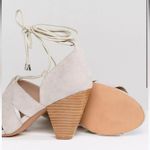 ASOS TALI Lace Up Heeled Sandals Faux Suede Gladiator Shoes Size 5 NWT Grey Photo 2