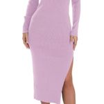Zesic Long sleeve Ribbed Knit midi Dress  Photo 0