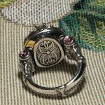 Konstantino Sterling Silver & 18K Gold Mother of Pearl & Pink Tourmaline Ring Size 6 Photo 8