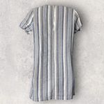 Paper Crane  Dress Womens M Striped Blue Gray Linen Pockets Casual Shift Relaxed‎ Photo 2