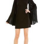 Mac Duggal  49607 Rhinestone Collar Flowy Sleeve Black Mini Dress Photo 0