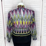 Ashley Stewart Chevron Stripe Key Hole Smocked Waist Blouse Multicolor 0X Photo 3
