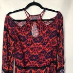 MINKPINK  Red Multicolor Sun Dancer Cold Shoulder Long Sleeve Mini Dress XS Photo 12