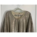 Free People  Blouse XS Gold Sequin Cropped Glam Swiftie New Years Bling Holidays Photo 3