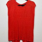 Tahari Womens Top Small Linen Button Back Flowy Coastal Beachy Tomato Girl Chic Photo 0