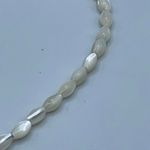 Vintage mother of pearl boho fringe turquoise sterling silver necklace. White Photo 7