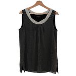 St. John  Silk Polka Dot Black & White Sleeveless Semi Sheer Blouse Size S Photo 3