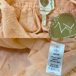 Z&L Europe Plunge Neck Tied Shoulder Embroidered Kona Babydoll Dress Peach sz S Orange Photo 3