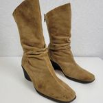 Bass Debbie Womens Long Boots Size 7 Brown Suede Leather Back Zip Wedge Heel Photo 0