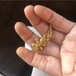 Vintage Mini Floral Brooch Blue Rhinestone Photo 2